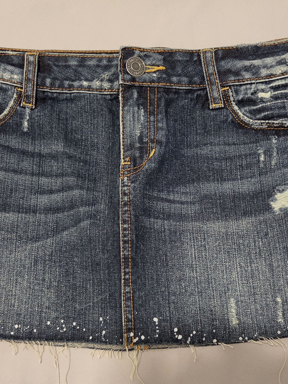 Women’s Distressed Dark Blue Denim Mini Skirt